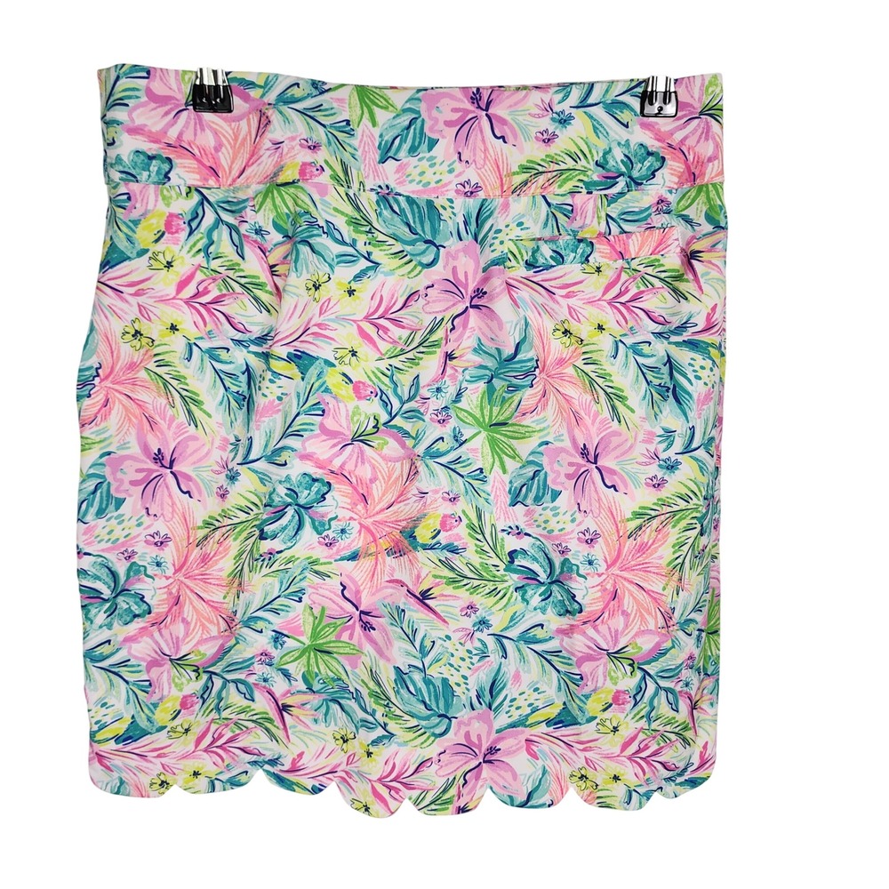 Stella Parker Sport Skort Womens Small Pink Green Floral Scalloped Pockets Golf - Picture 2 of 7